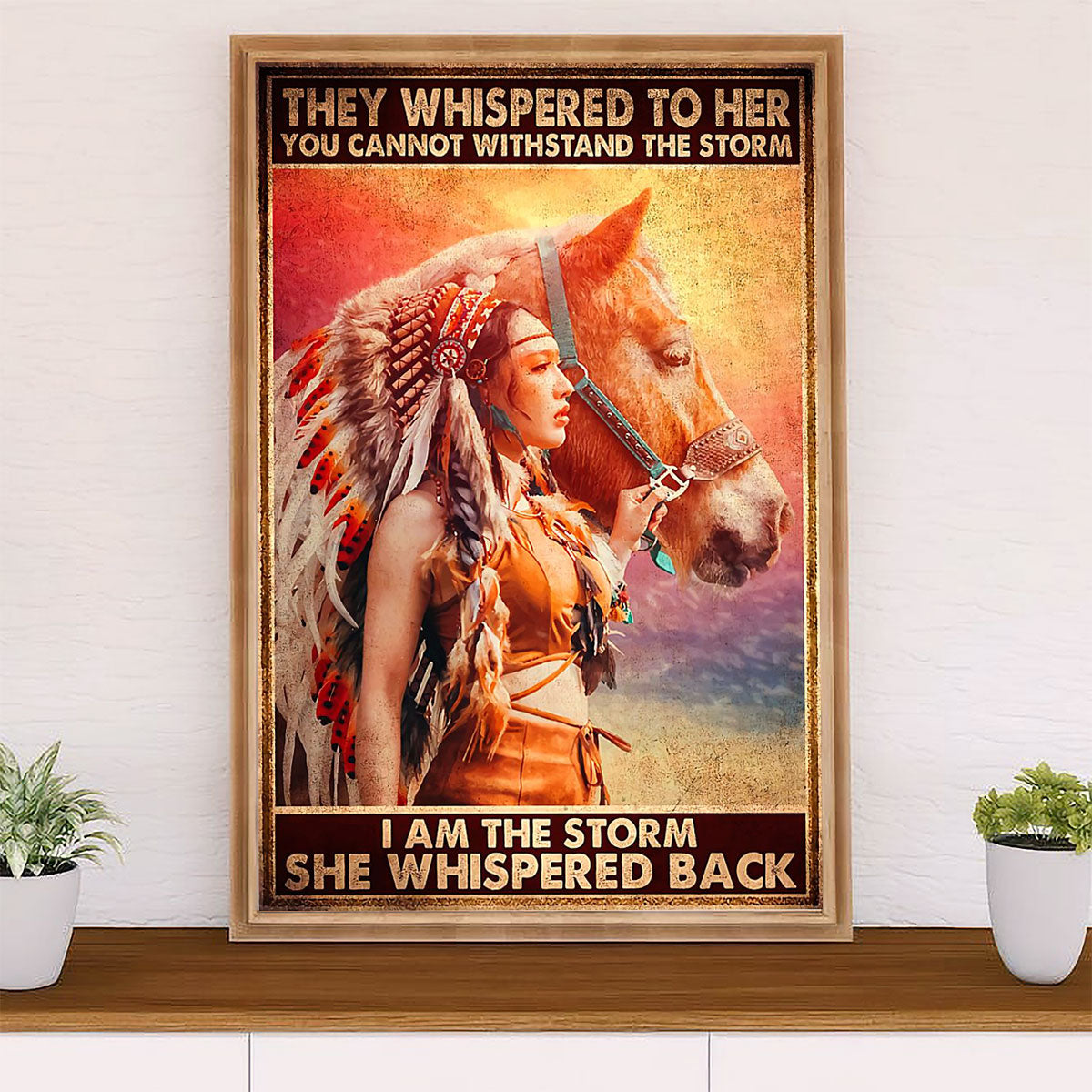 Native American Tribe Canvas Wall Art Prints | Native Girl & Horse | Gift for American Indians