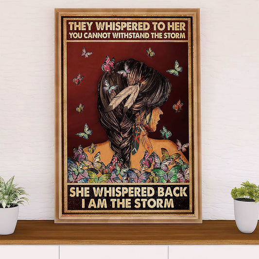 Native American Tribe Poster Prints | Native Girl Whispered Back | Wall Art Gift for American Indians