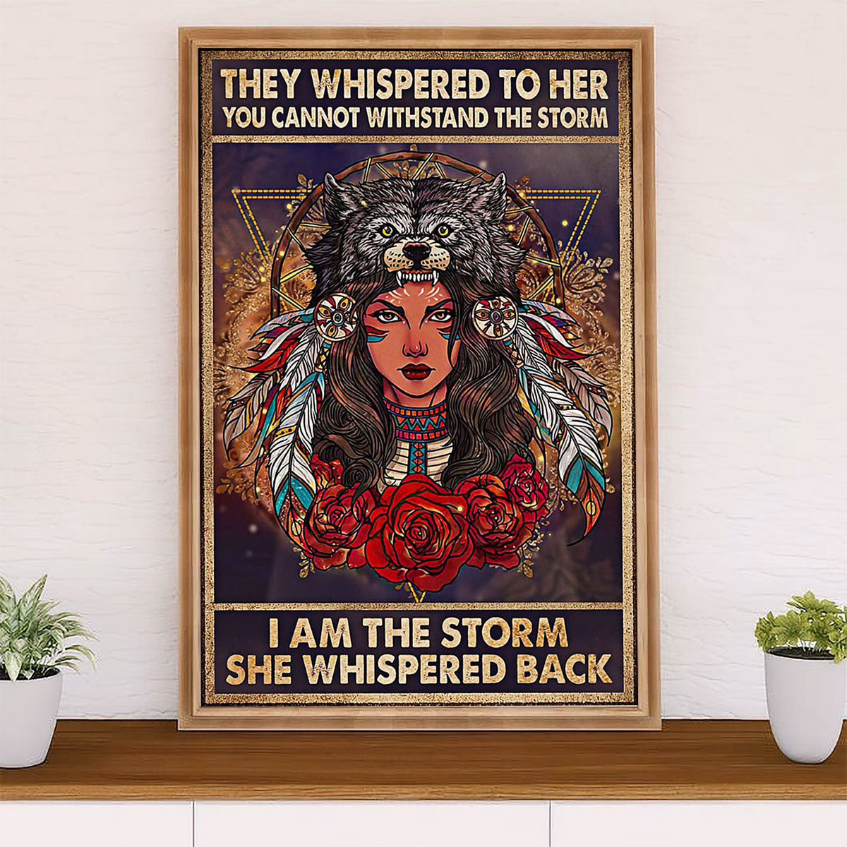 Native American Tribe Canvas Wall Art Prints | Native Woman I Am The Storm | Gift for American Indians