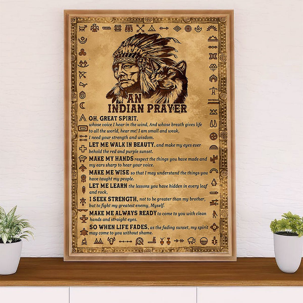 Native American Tribe Canvas Wall Art Prints | An Indian Prayer | Gift for American Indians