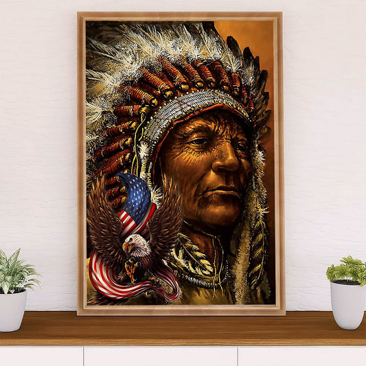 Native American Tribe Poster Prints | Potrait Painting | Wall Art Gift for American Indians