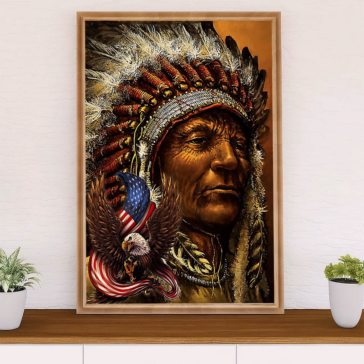 Native American Tribe Canvas Wall Art Prints | Potrait Painting | Gift for American Indians