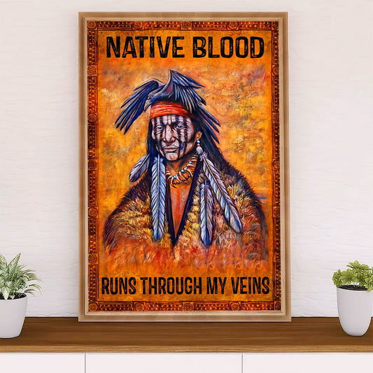 Native American Tribe Poster Prints | Native Blood | Wall Art Gift for American Indians