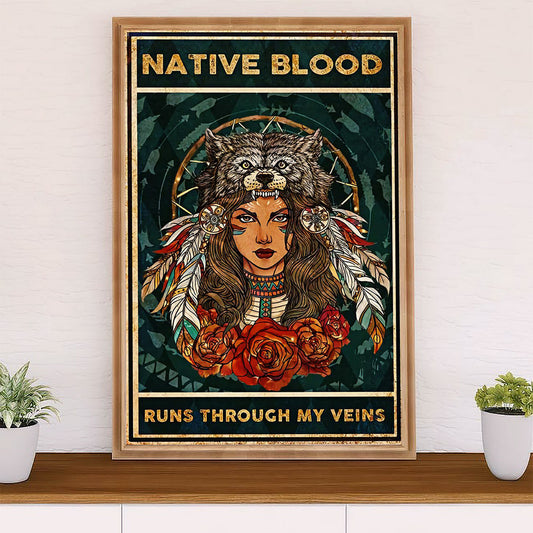 Native American Tribe Poster Prints | Native Blood | Wall Art Gift for American Indians