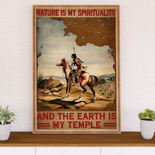 Native American Tribe Poster Prints | Nature Is Spirituality | Wall Art Gift for American Indians