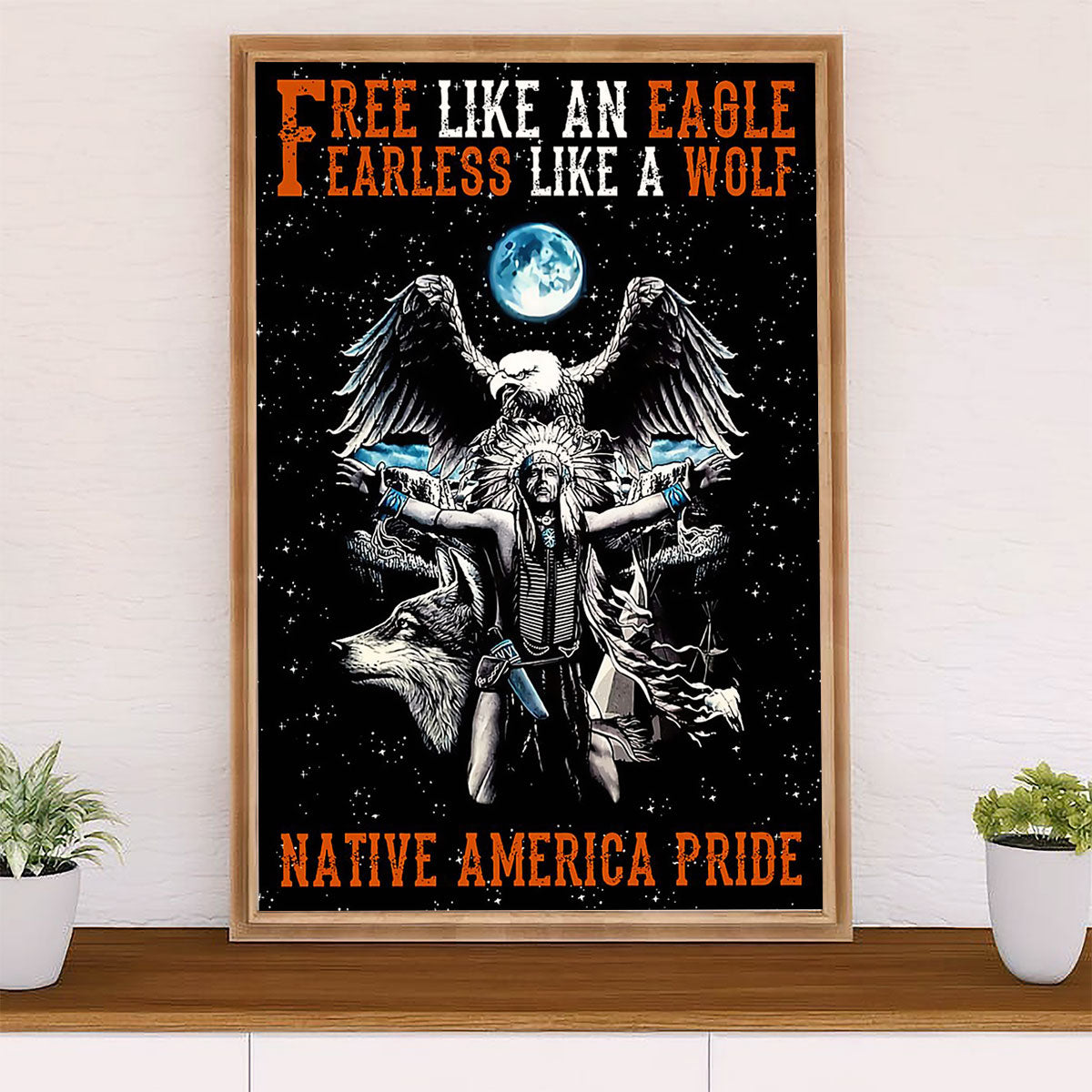 Native American Tribe Poster Prints | Free & Fearless | Wall Art Gift for American Indians