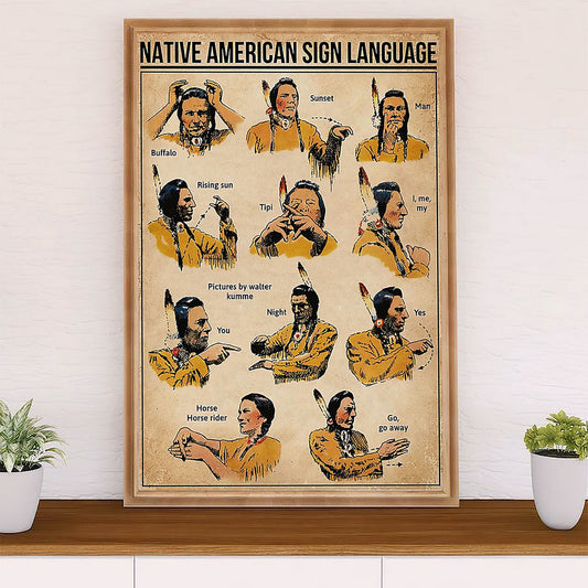 Native American Tribe Poster Prints | Native American Sign Language | Wall Art Gift for American Indians