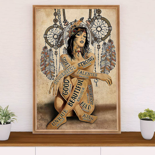 Native American Tribe Poster Prints | Strong Native Girl | Wall Art Gift for American Indians