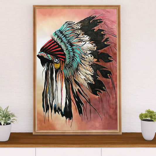 Native American Tribe Poster Prints | Headdress Painting | Wall Art Gift for American Indians