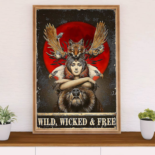 Native American Tribe Canvas Wall Art Prints | Wild Wicked & Free | Gift for American Indians
