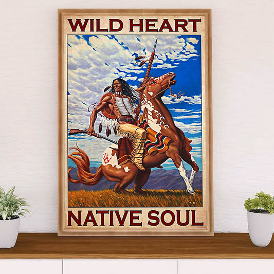 Native American Tribe Canvas Wall Art Prints | Wild Heart Native Soul | Gift for American Indians