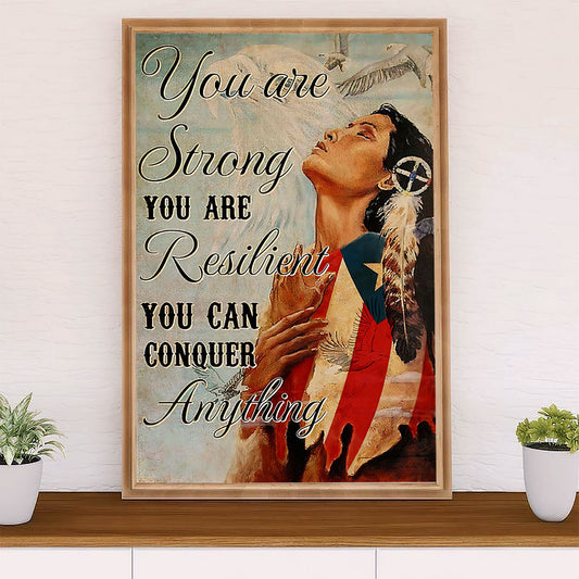 Native American Tribe Canvas Wall Art Prints | Native Girl You Are Resilient | Gift for American Indians