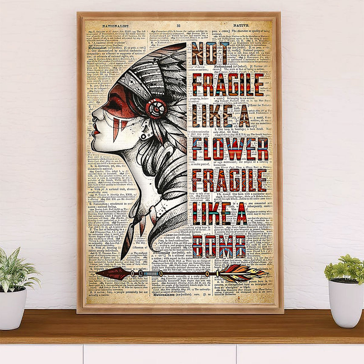 Native American Tribe Canvas Wall Art Prints | Like A Flower Fragile | Gift for American Indians