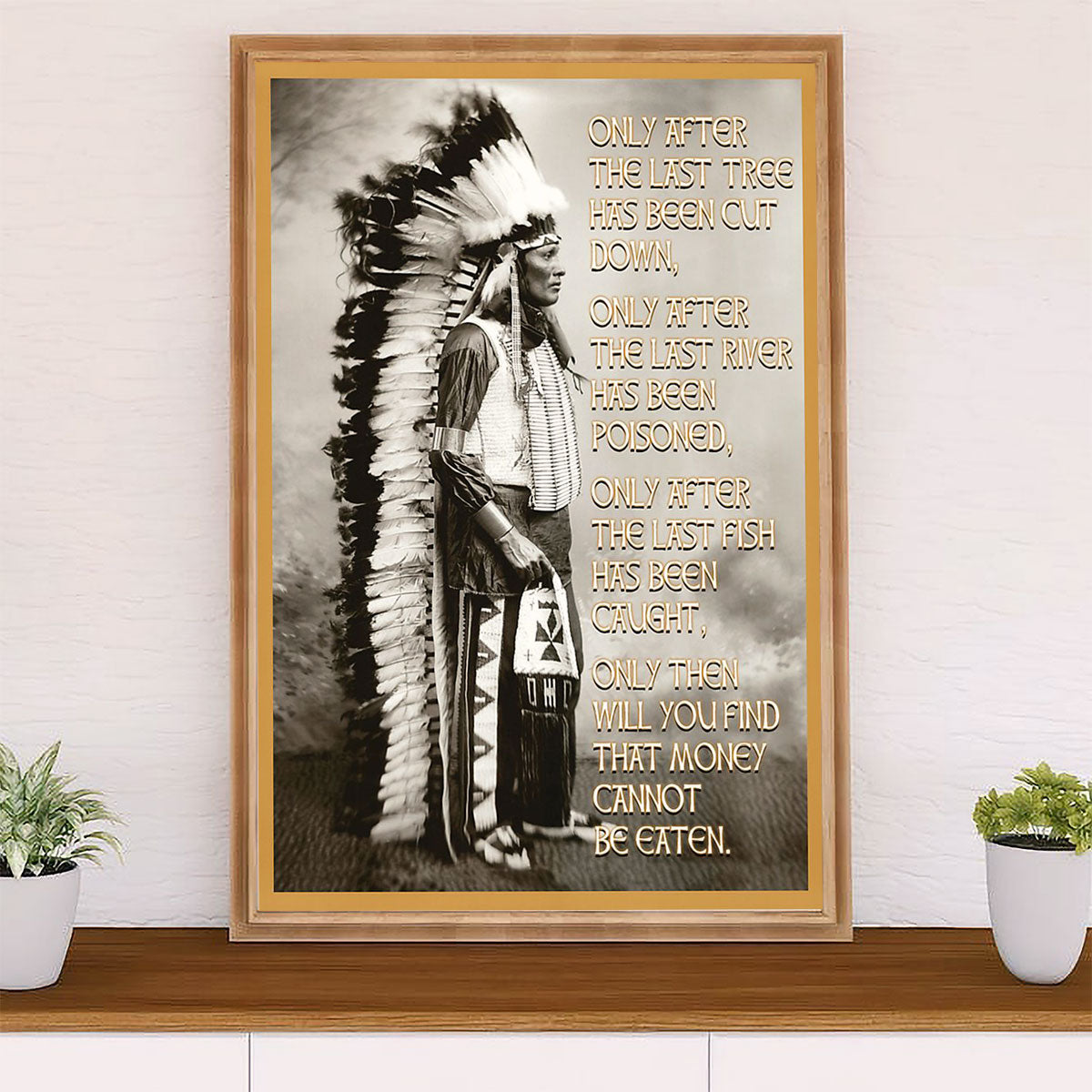 Native American Tribe Poster Prints | Old Man Headdress | Wall Art Gift for American Indians