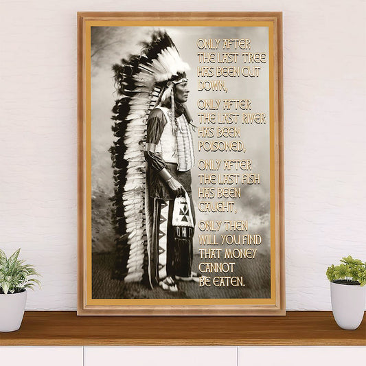 Native American Tribe Canvas Wall Art Prints | Old Man Headdress | Gift for American Indians