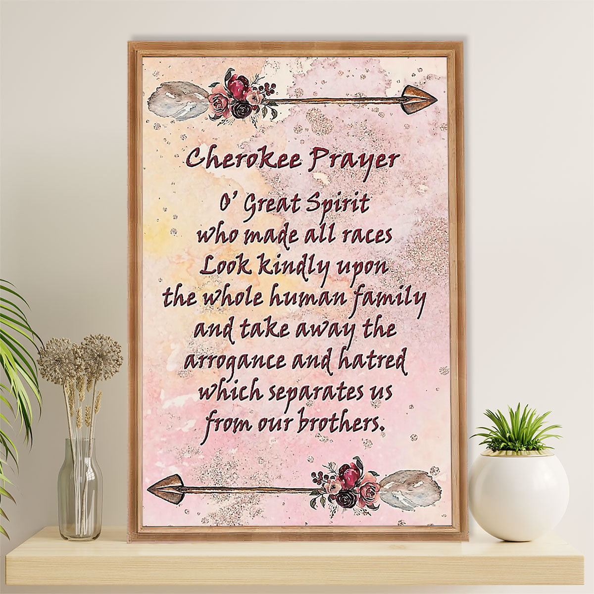 Native American Tribe Poster Prints | Cherokee Prayer | Wall Art Gift for American Indians