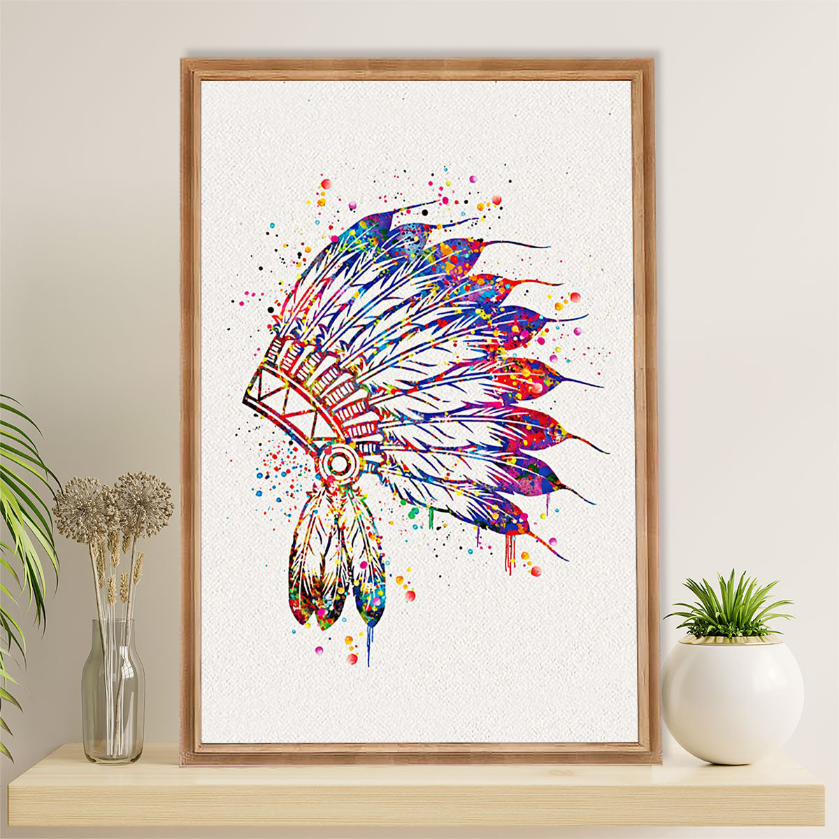 Native American Tribe Canvas Wall Art Prints | Colorful Headband | Gift for American Indians