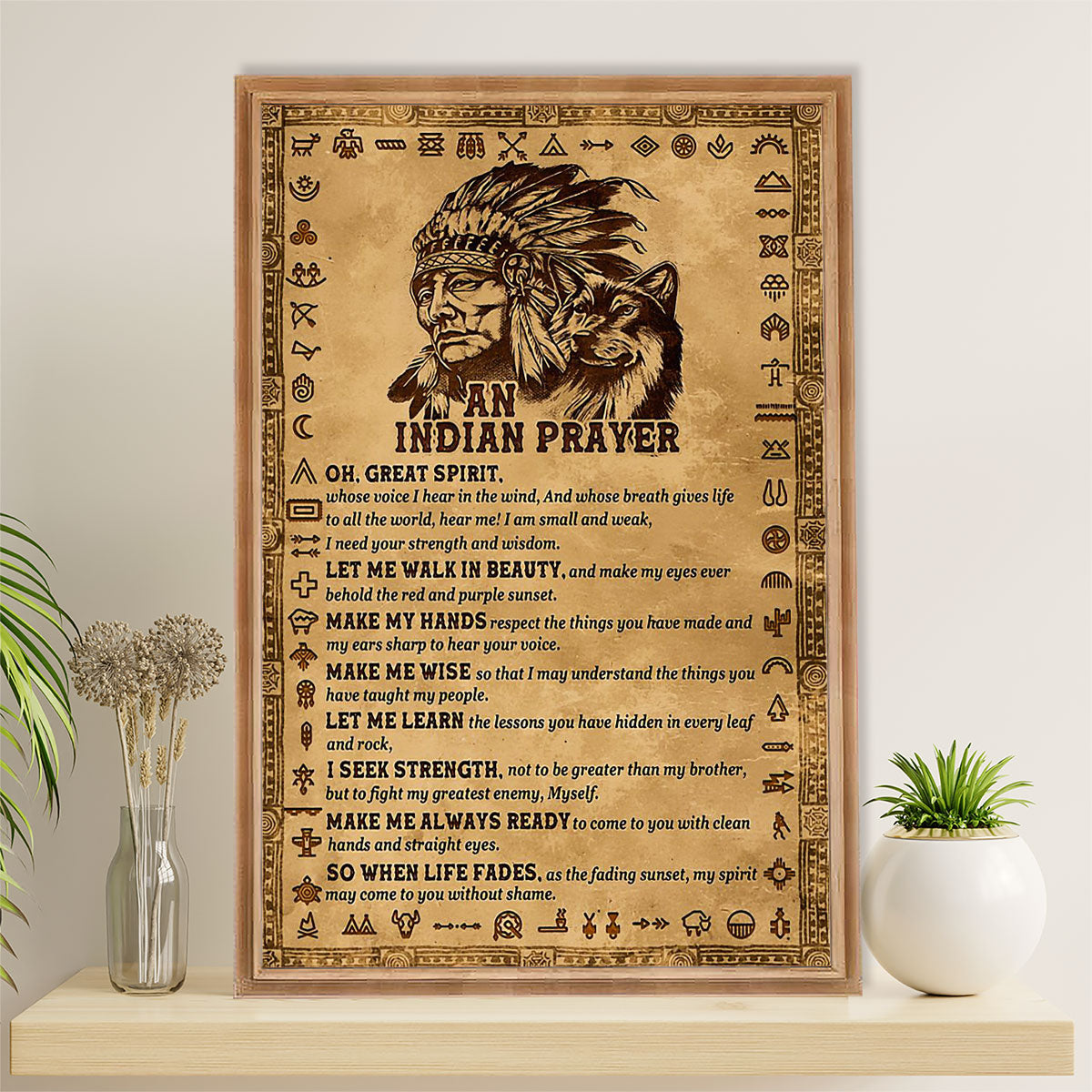 Native American Tribe Canvas Wall Art Prints | An Indian Prayer | Gift for American Indians
