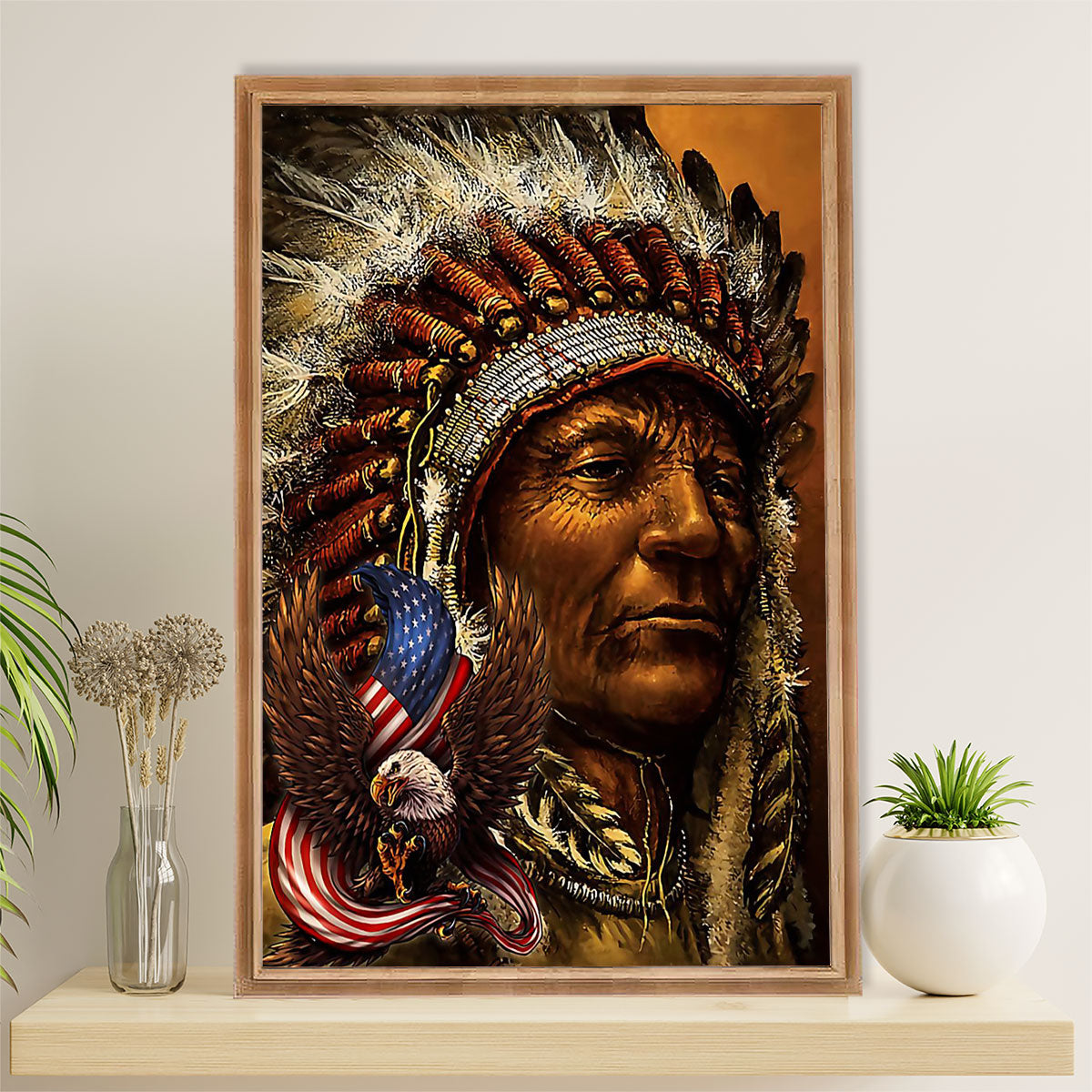 Native American Tribe Canvas Wall Art Prints | Potrait Painting | Gift for American Indians