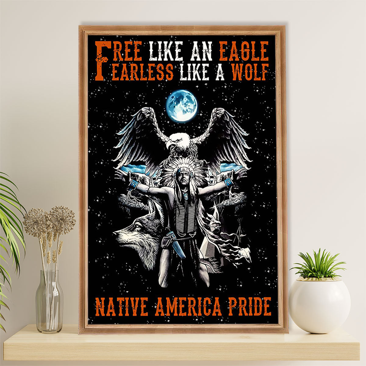 Native American Tribe Poster Prints | Free & Fearless | Wall Art Gift for American Indians