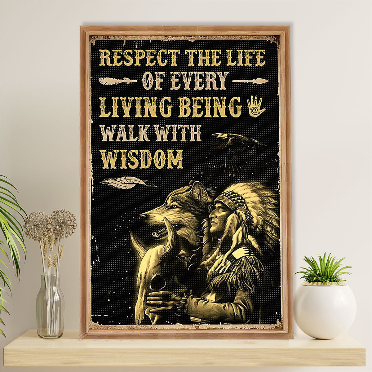 Native American Tribe Poster Prints | Respect The Life | Wall Art Gift for American Indians