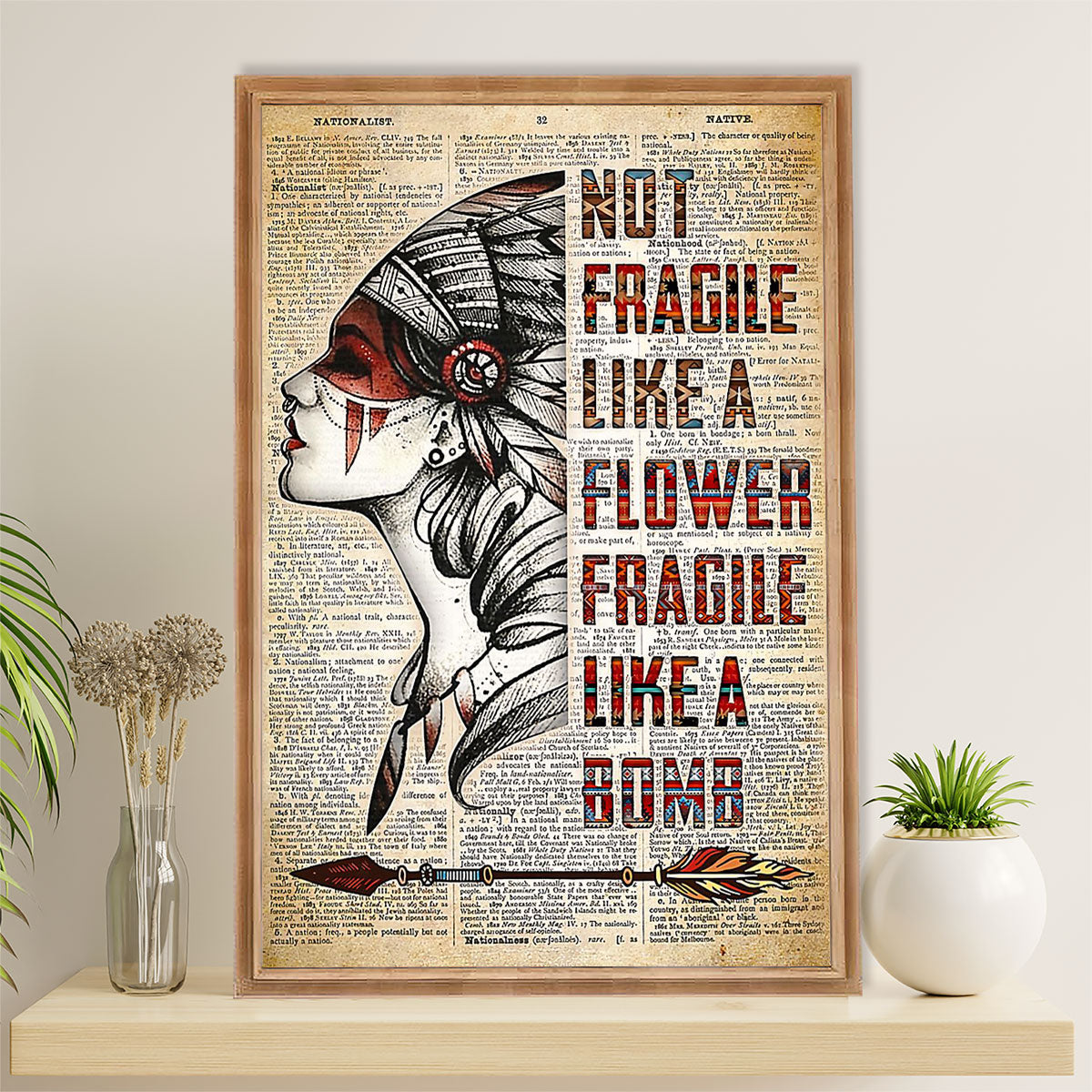 Native American Tribe Canvas Wall Art Prints | Like A Flower Fragile | Gift for American Indians