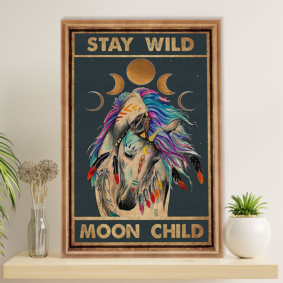 Native American Tribe Canvas Wall Art Prints | Stay Wild Moon Child | Gift for American Indians