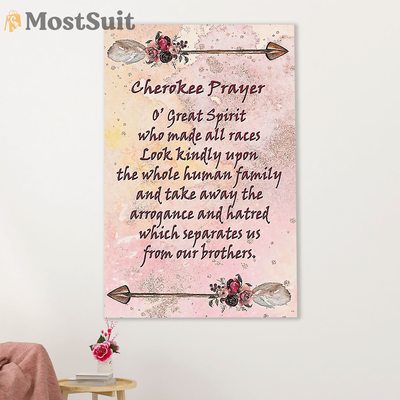 Native American Tribe Canvas Wall Art Prints | Cherokee Prayer | Gift for American Indians