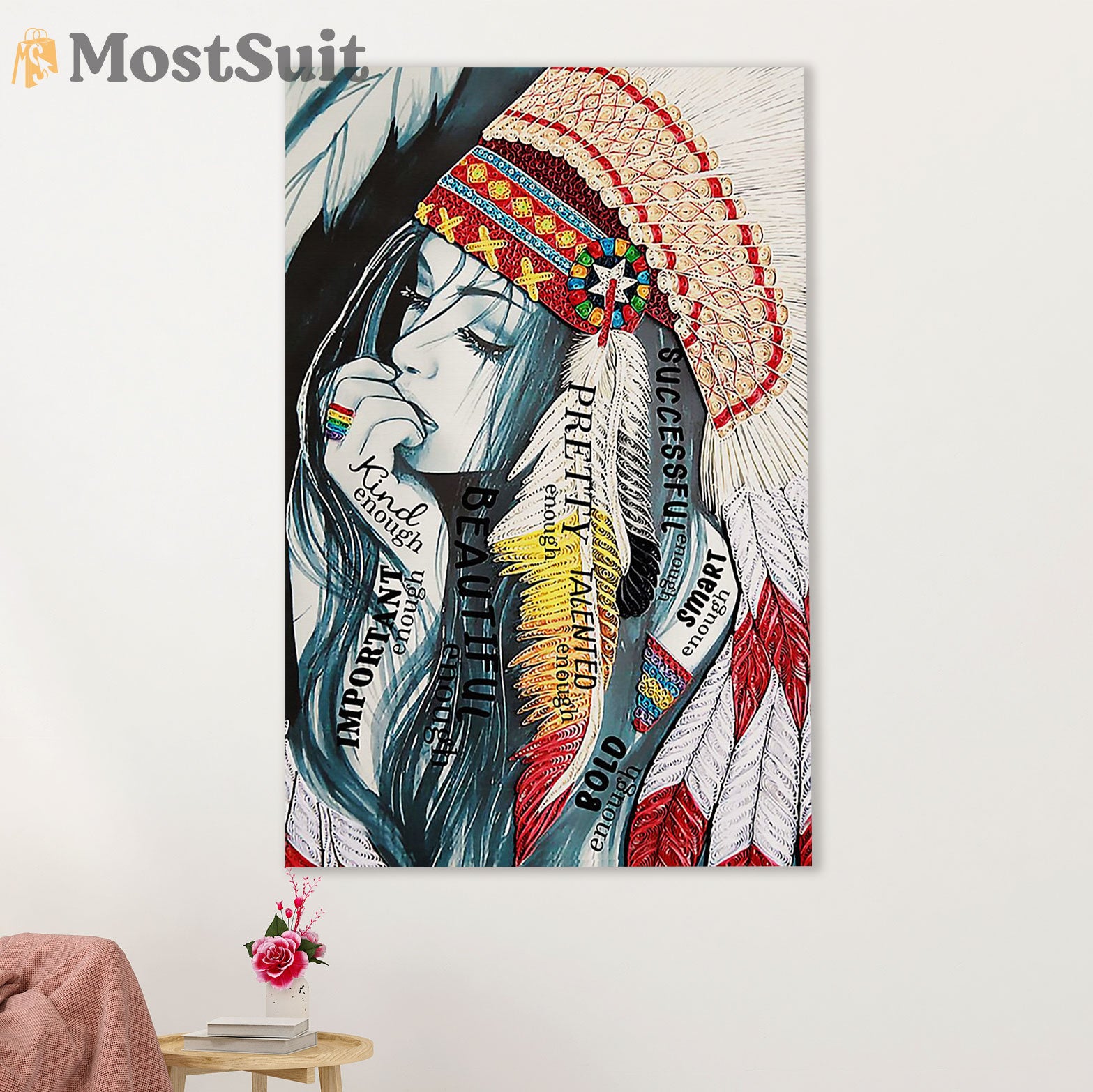 Native American Tribe Canvas Wall Art Prints | Native Girl Smart Enough | Gift for American Indians