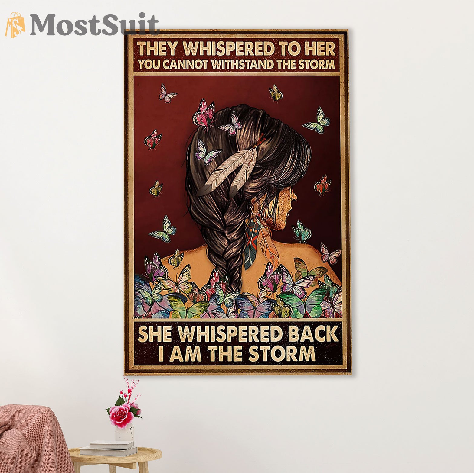 Native American Tribe Poster Prints | Native Girl Whispered Back | Wall Art Gift for American Indians