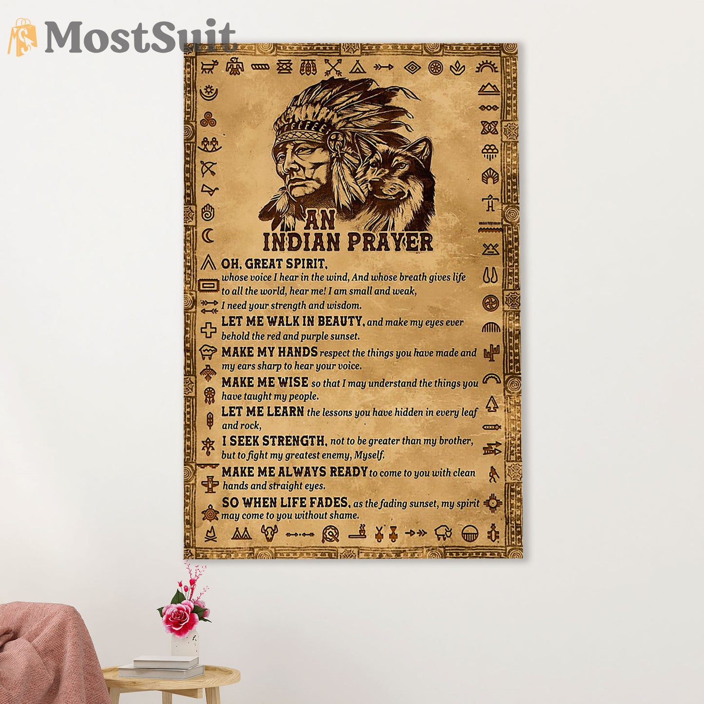 Native American Tribe Canvas Wall Art Prints | An Indian Prayer | Gift for American Indians