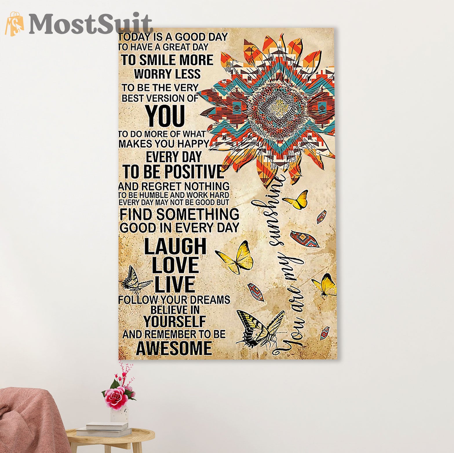Native American Tribe Canvas Wall Art Prints | Laugh Love Live | Gift for American Indians