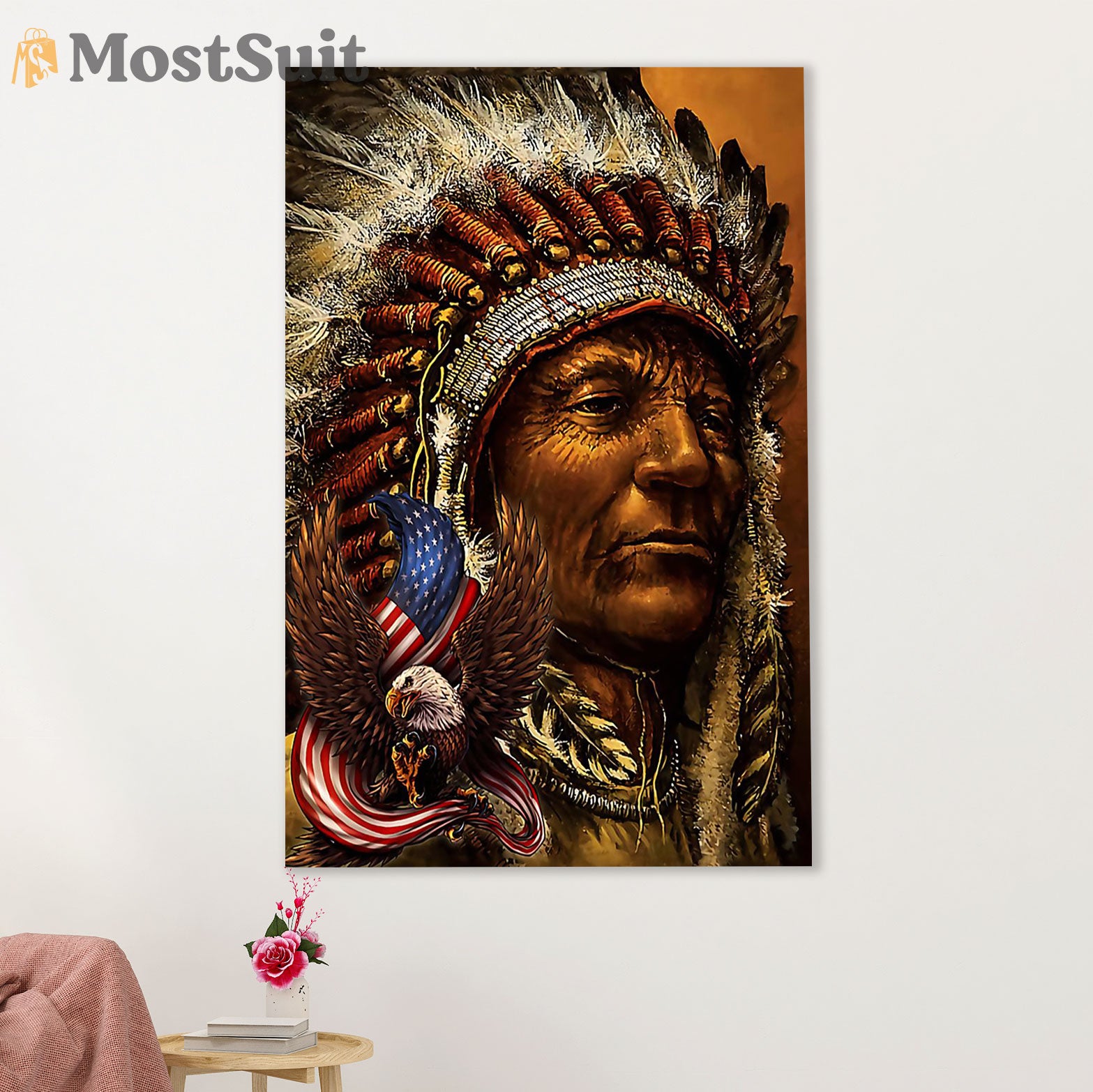 Native American Tribe Canvas Wall Art Prints | Potrait Painting | Gift for American Indians