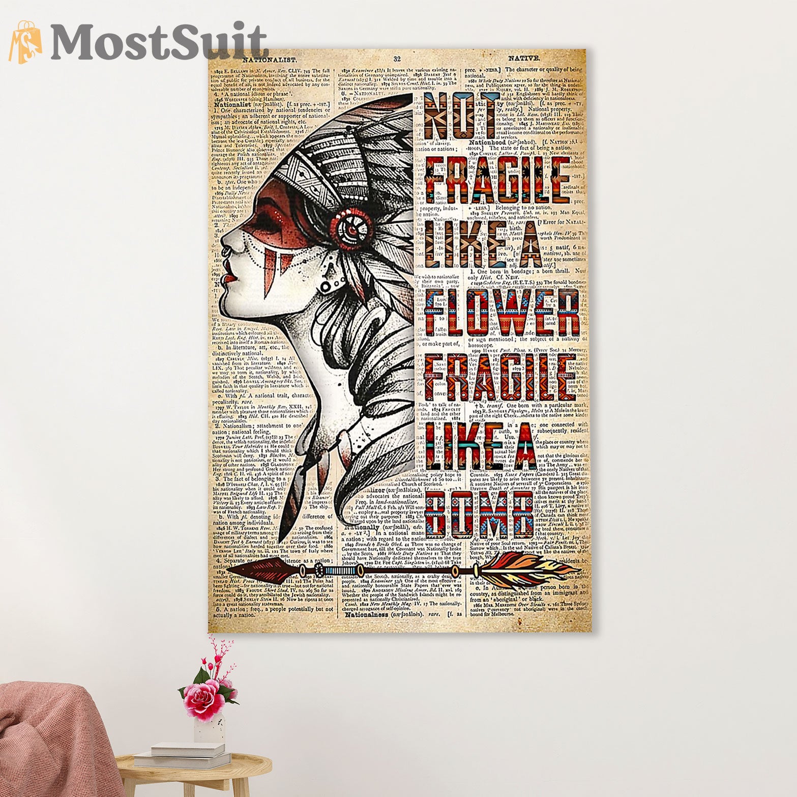 Native American Tribe Canvas Wall Art Prints | Like A Flower Fragile | Gift for American Indians