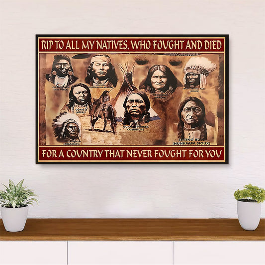 Native American Tribe Canvas Wall Art Prints | Rip To All My Natives |Gift for American Indians