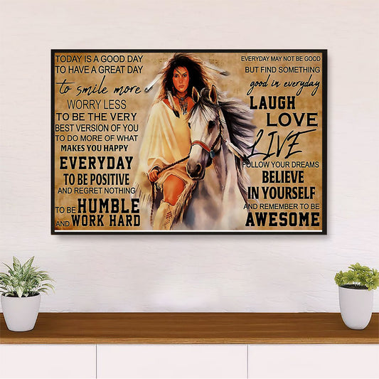 Native American Tribe Canvas Wall Art Prints | Native Girl Laugh Love Live |Gift for American Indians