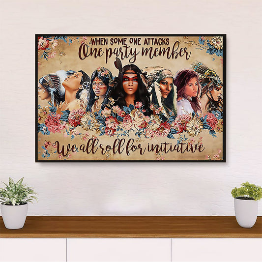Native American Tribe Poster Prints | Native Women Party Member | Wall Art Gift for American Indians