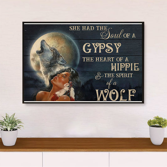 Native American Tribe Poster Prints | Native Girl Sould Of Gypsy | Wall Art Gift for American Indians