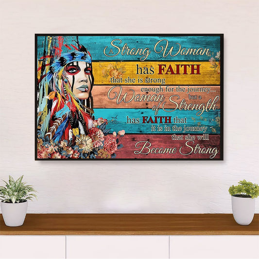 Native American Tribe Canvas Wall Art Prints | Strong Native Woman |Gift for American Indians