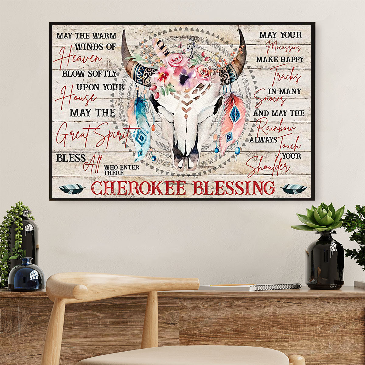 Native American Tribe Canvas Wall Art Prints | Native Buffalo |Gift for American Indians