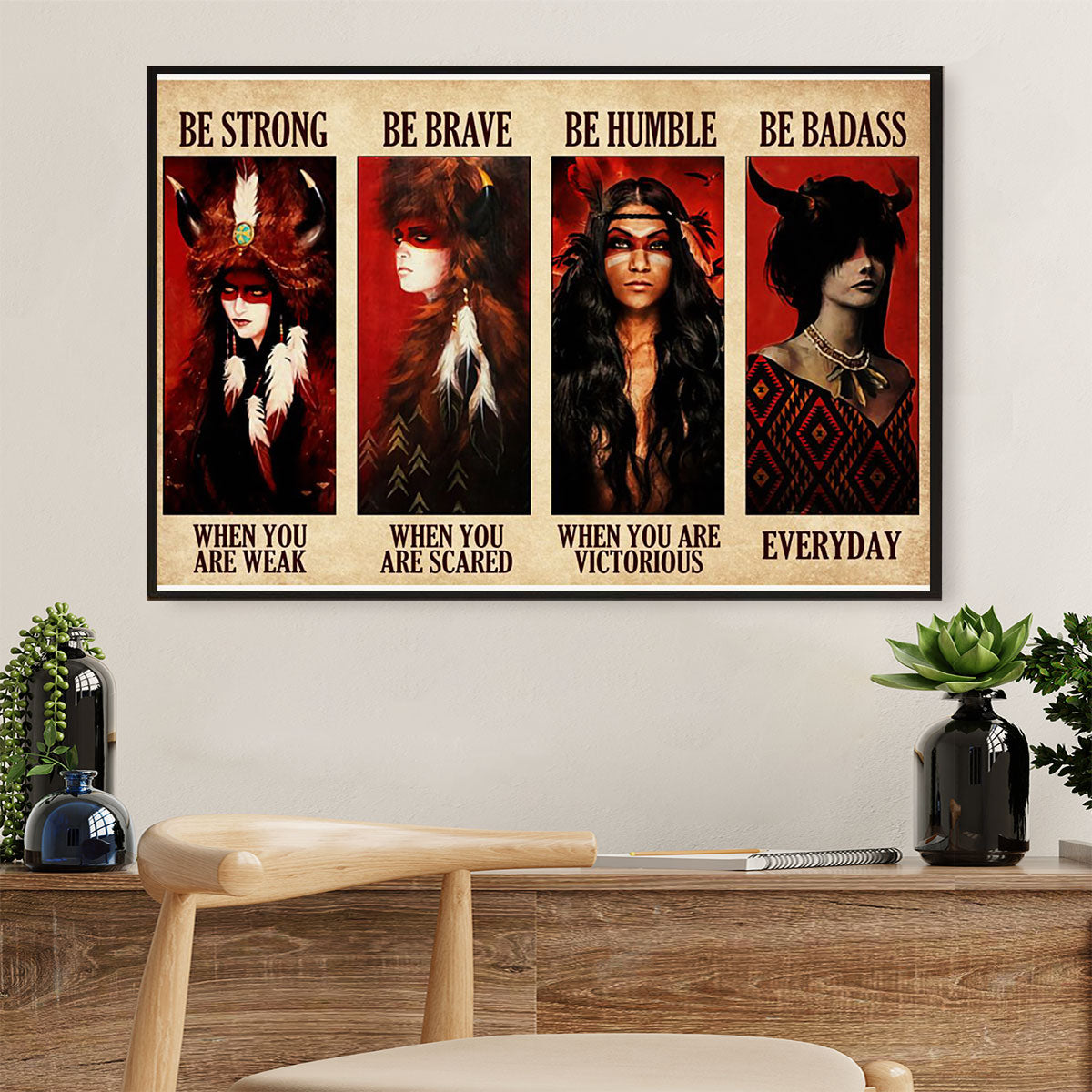 Native American Tribe Canvas Wall Art Prints | Native Girl Be Humble |Gift for American Indians