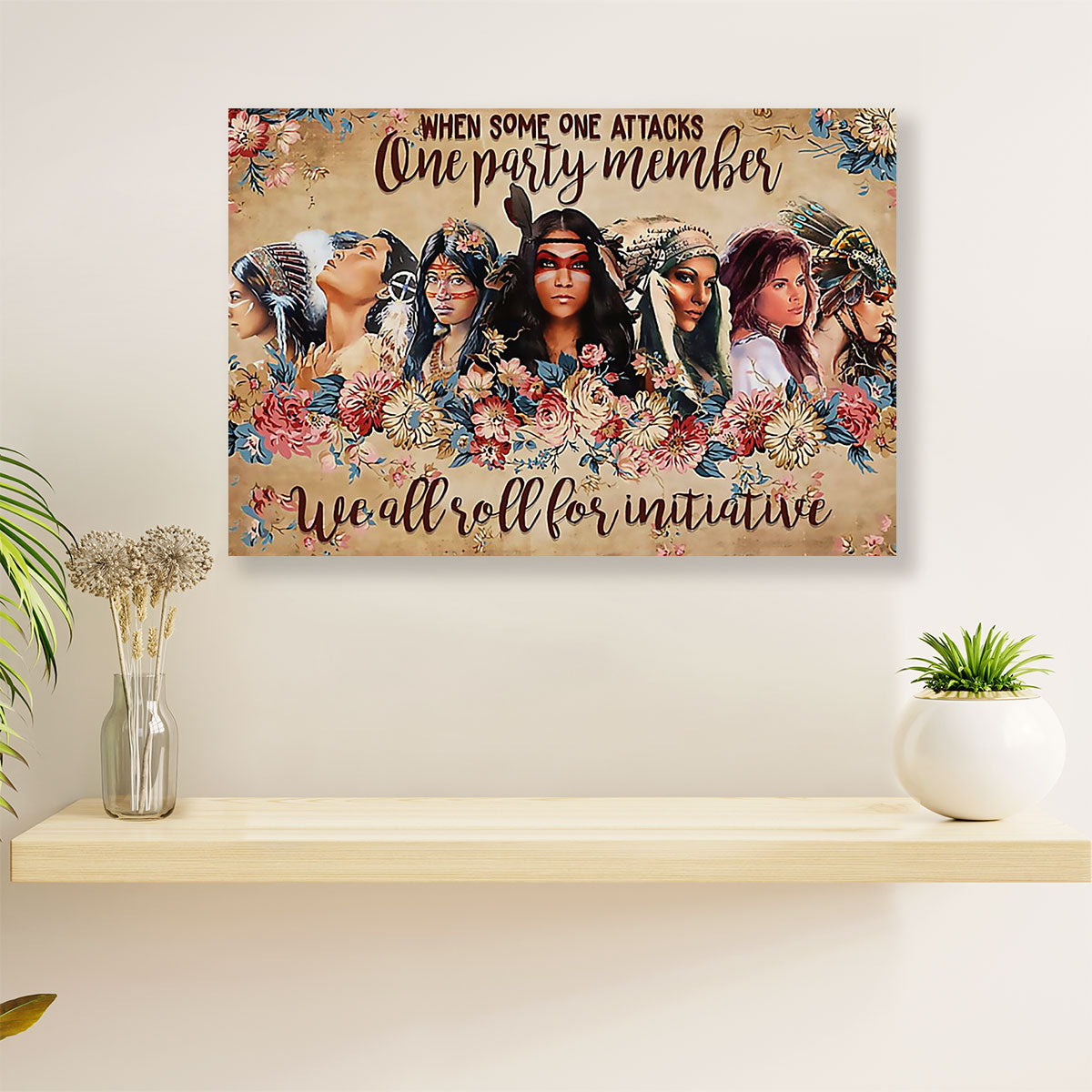 Native American Tribe Canvas Wall Art Prints | Native Women Party Member |Gift for American Indians