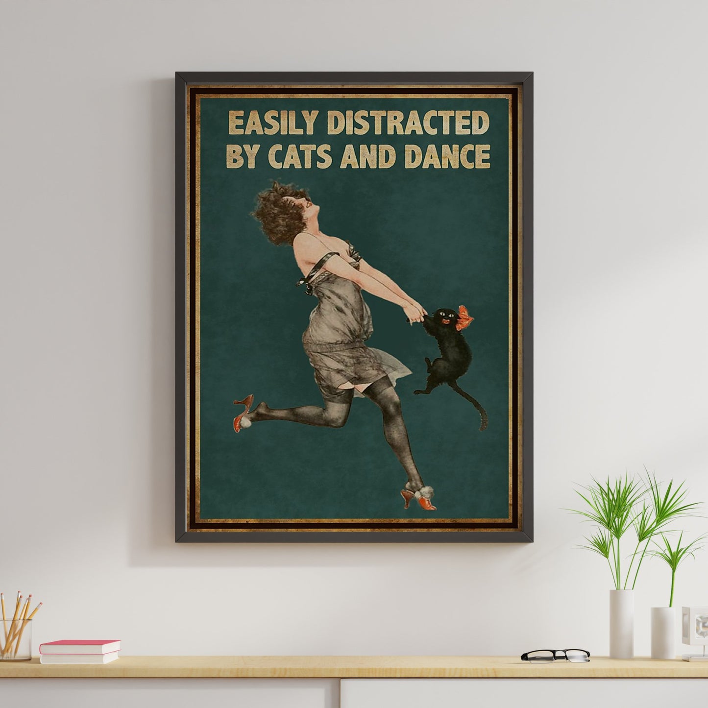 Cats And Dance Canvas Prints Easily Distracted Vintage Wall Art Gifts Vintage Home Wall Decor Canvas - Mostsuit
