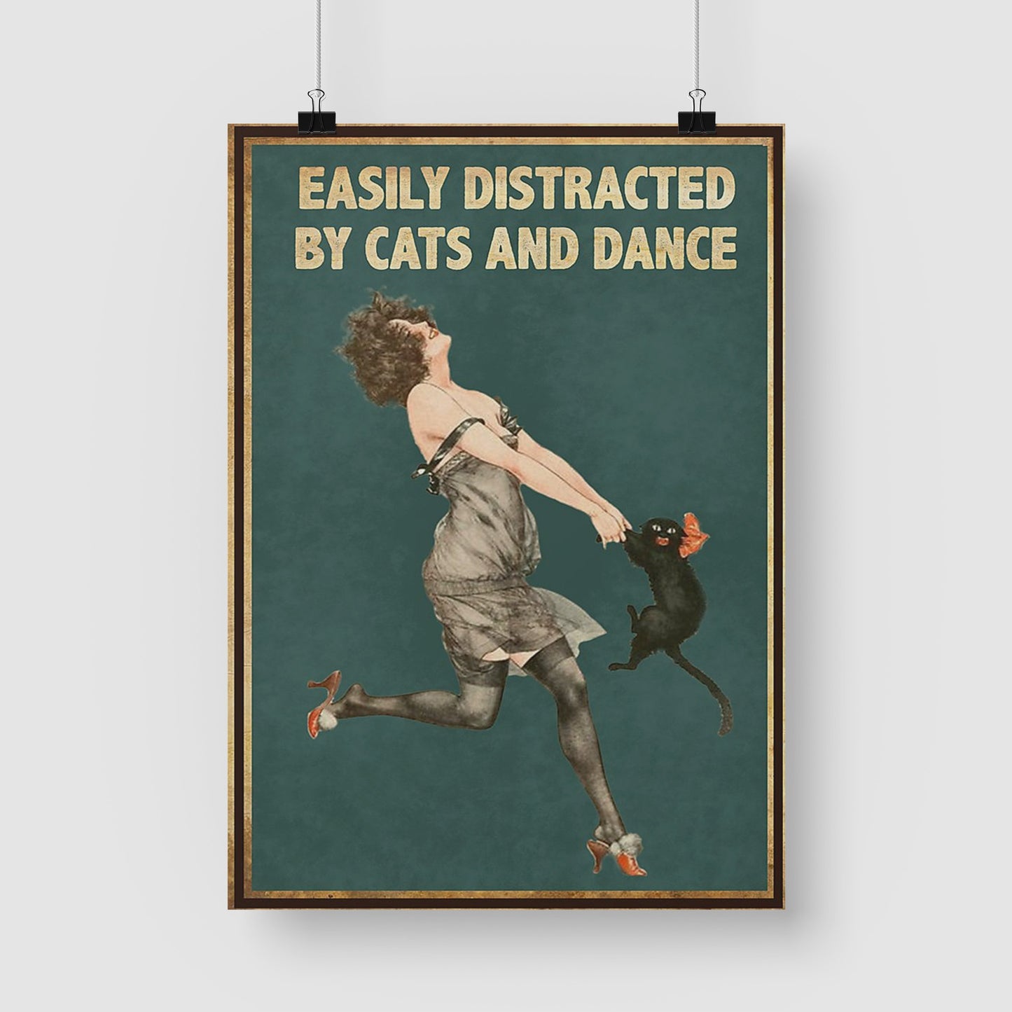 Cats And Dance Canvas Prints Easily Distracted Vintage Wall Art Gifts Vintage Home Wall Decor Canvas - Mostsuit
