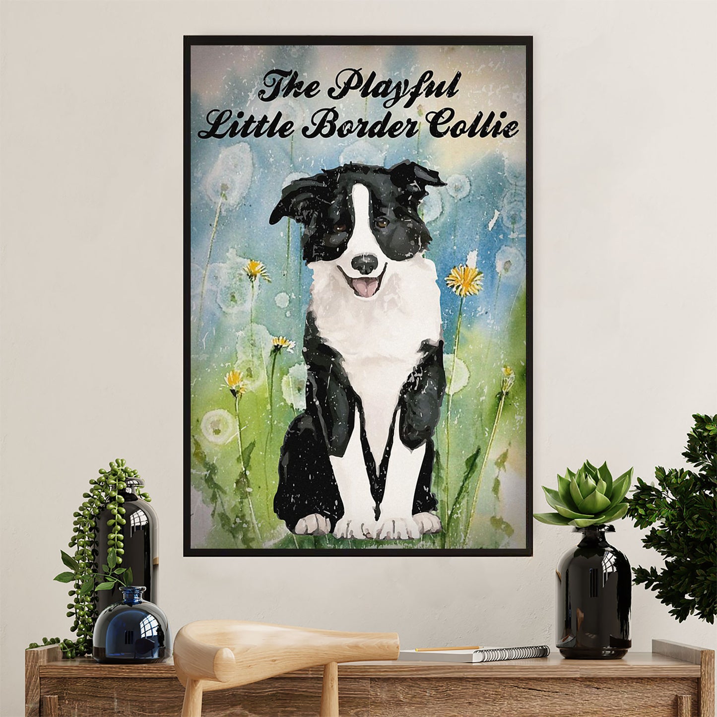 Cute Border Collie Dog Poster Prints | Little Collie | Wall Art Gift for Puppies Merle Collie Lover