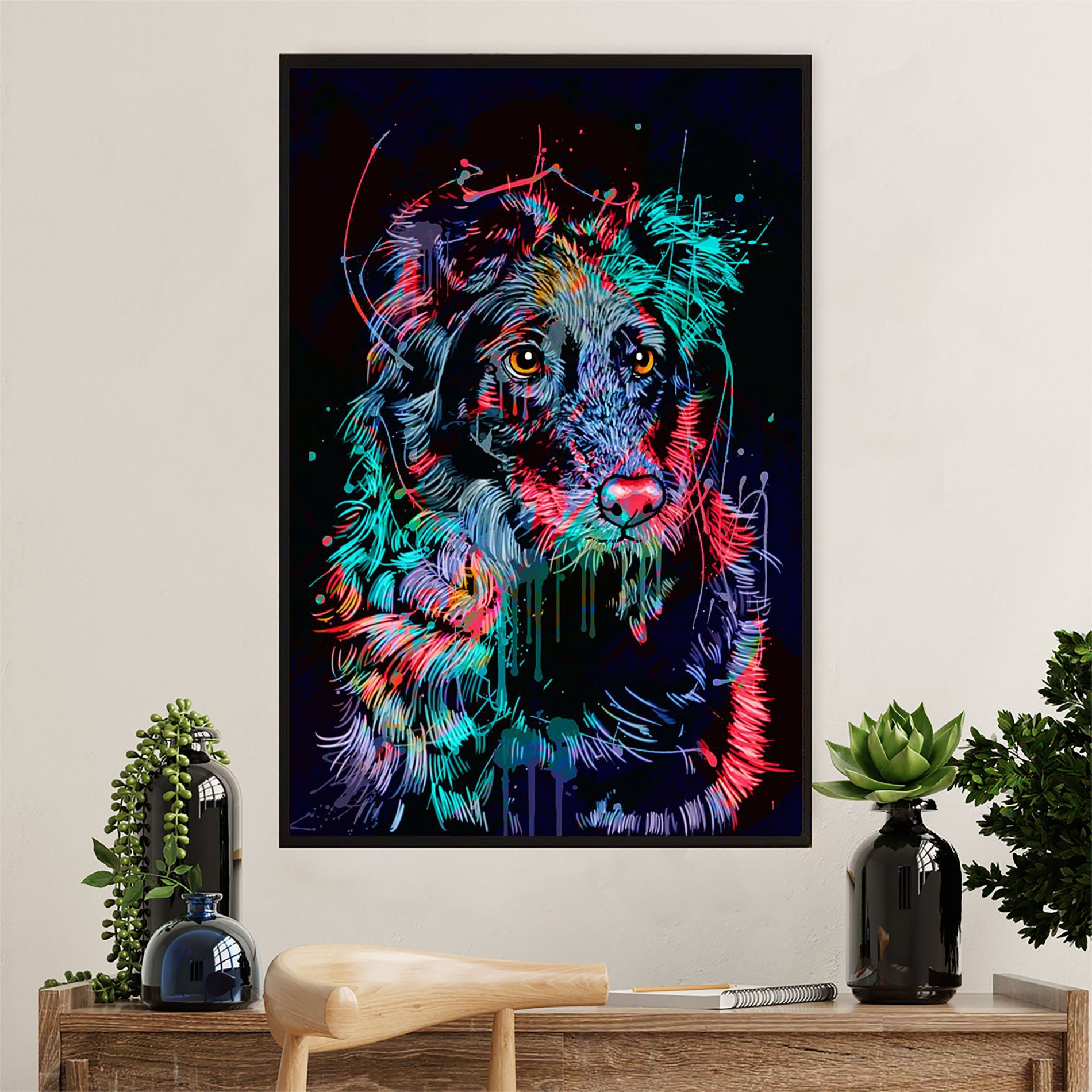 Cute Border Collie Dog Poster Prints | Digital Color Painting | Wall Art Gift for Puppies Merle Collie Lover