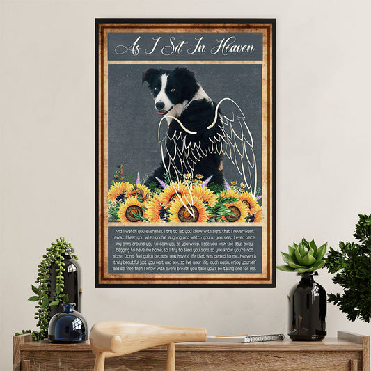 Cute Border Collie Dog Poster Prints | Dog Memorial Angels | Wall Art Gift for Puppies Merle Collie Lover