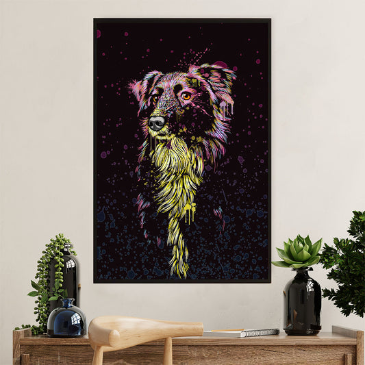 Cute Border Collie Dog Poster Prints | Watercolor Dog Painting | Wall Art Gift for Puppies Merle Collie Lover