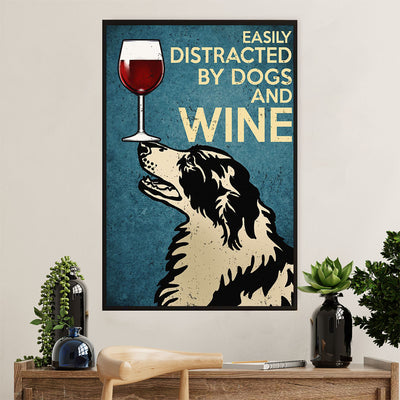 Cute Border Collie Dog Canvas Wall Art Prints | Distracted by Dogs & Wine |  Gift for Merle Collie Lover