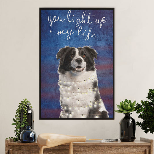 Cute Border Collie Dog Canvas Wall Art Prints | Light Up My Life |  Gift for Merle Collie Lover